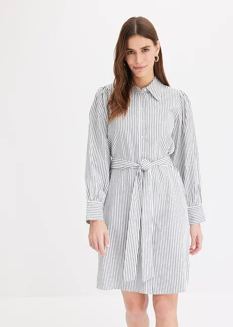 Robe chemise à manches bouffantes et ceinture à nouer, bonprix