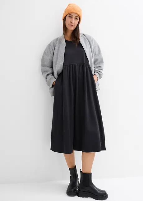 Ausgestelltes Jerseykleid aus schwerer Baumwolle, bonprix