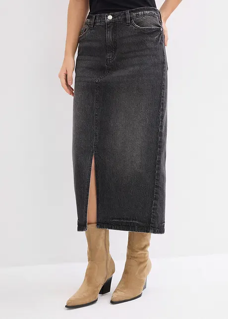 Jupe midi en jean, bonprix