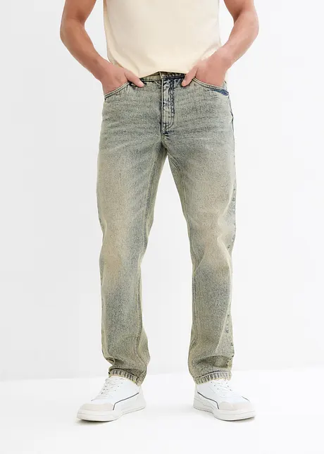 Jean droit extensible Regular en denim épais, bonprix