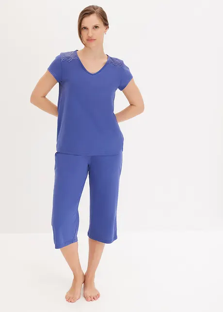 Pyjama pantacourt avec un pantalon jupe-culotte, bonprix