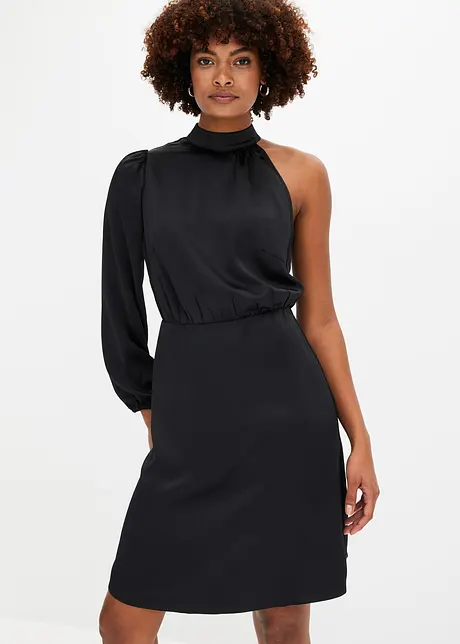 Robe une épaule en satin brillant, bonprix