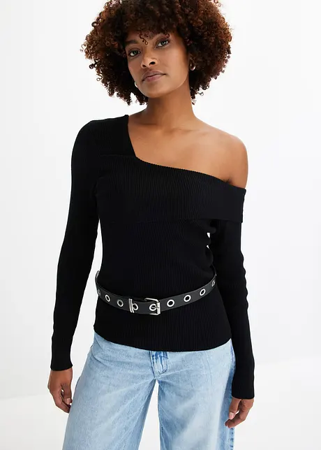 Pull court col Bardot, bonprix