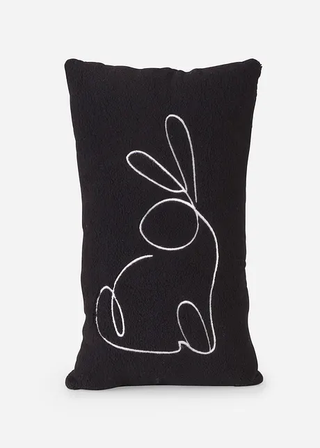 Coussin déco ultra-doux avec broderie lapin moderne, bonprix