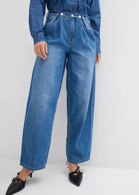 Balloon-Jeans Mid Waist mit Knöpfen, Super Soft, bonprix