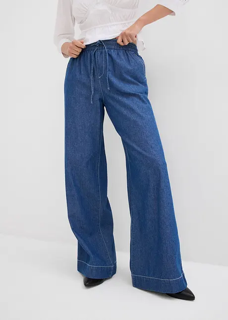 Jean Wide Leg, taille normale et élastiquée, bonprix