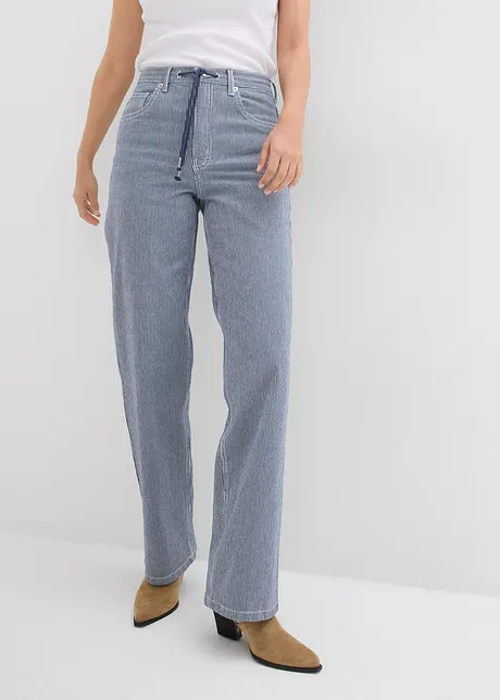 Jean droit rayé, taille haute, loose, bonprix