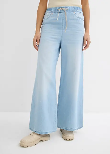 Jean large, taille mi-haute et élastiquée, bonprix