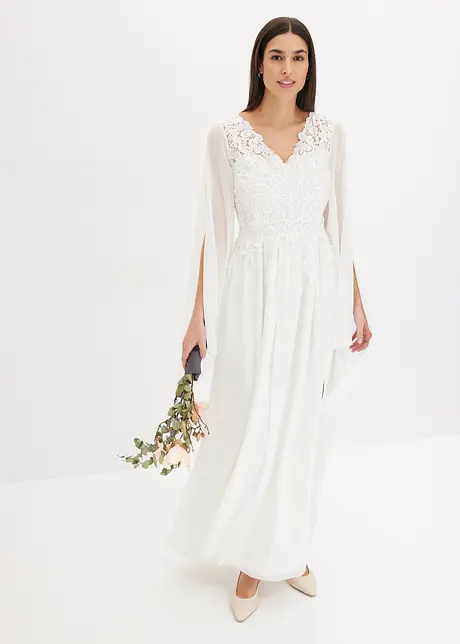 Robe de mariée en crêpe fin avec dentelle, bonprix