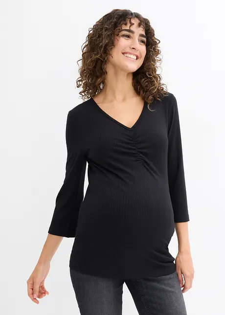 T-shirt de grossesse côtelé avec un joli décolleté, bonprix