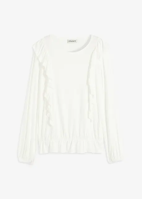 Blouse volantée en jersey, bonprix