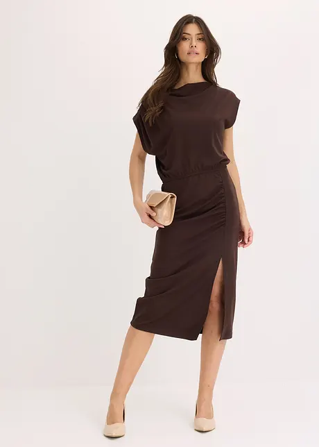Asymmetrisches Jerseykleid mit Raffungen, bonprix