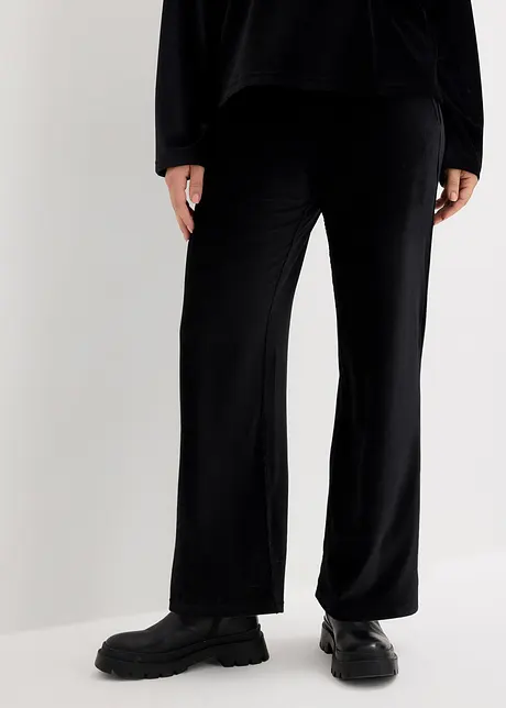 Pantalon ample en velours côtelé jersey, taille extensible, bonprix
