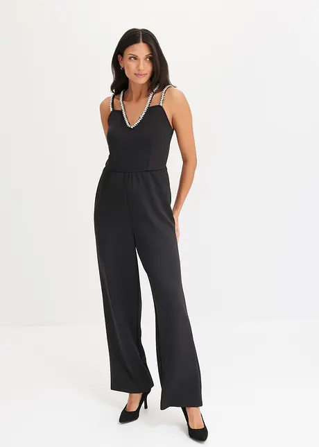 Jersey-Jumpsuit mit Strass-Detail, bonprix