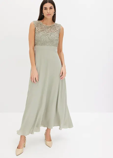 Robe longue avec empiècement dentelle, bonprix