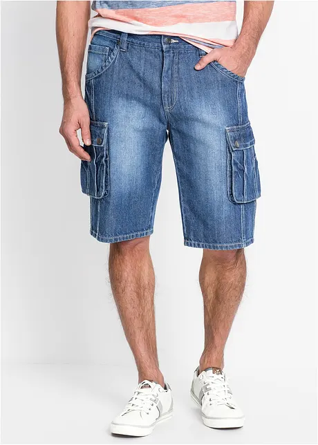 Bermuda cargo en jean, Regular, bonprix