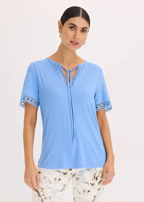 Shirt-Tunika mit Spitzenband, bonprix