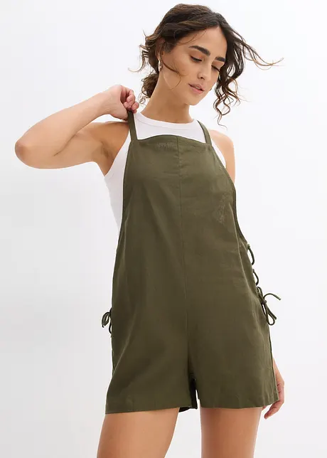 Kurzer Jumpsuit aus luftigem Leinen-Mix, bonprix