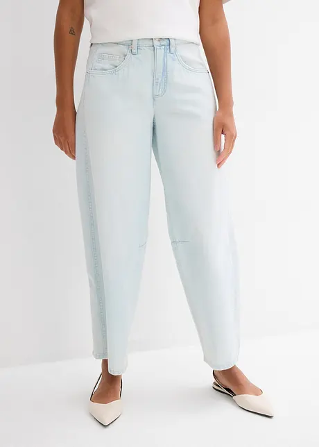 Jean balloon taille mi-haute, doux et raccourci, bonprix