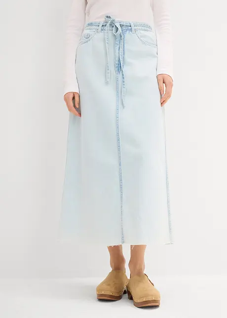 Jupe midi en jean taille mi-haute, toile super souple, bonprix