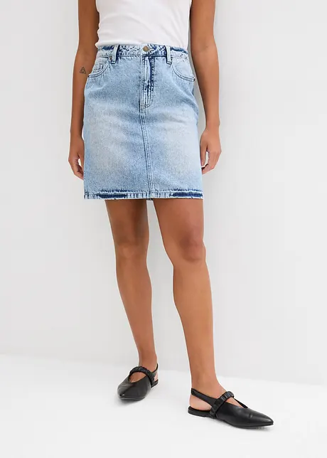 Jupe midi en jean, peu extensible, bonprix