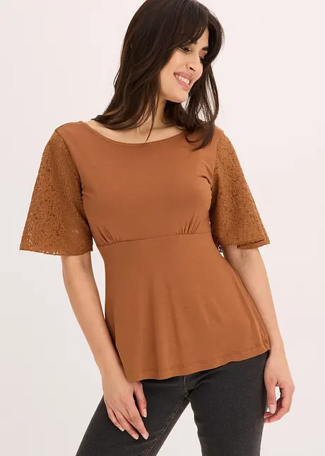Shirt mit Spitzenärmeln, bonprix