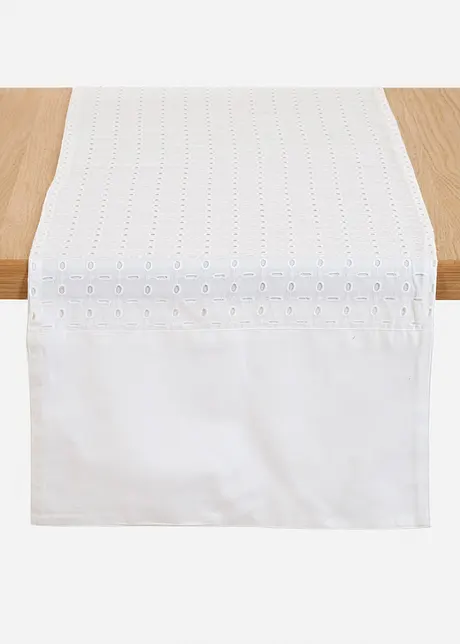 Bio Baumwoll Tischläufer mit Lochstickerei, bonprix
