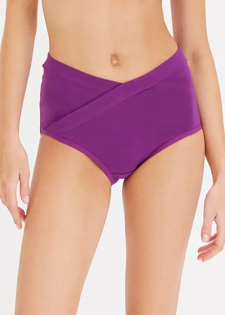 Lot de 4 slips taille haute coton, forme V, bonprix