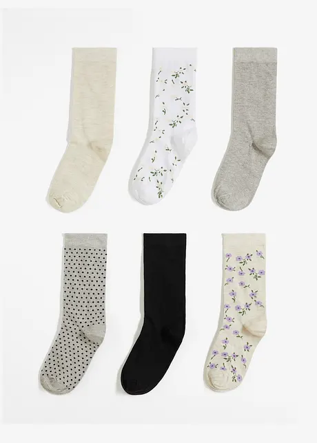 Lot de 6 paires de chaussettes coton, bonprix