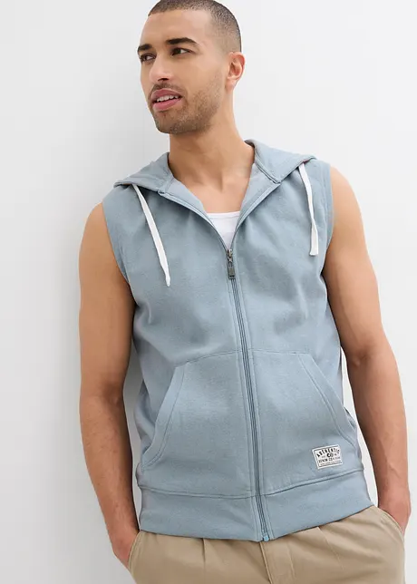 Sweat zippé à capuche sans manches en coton mélangé, bonprix
