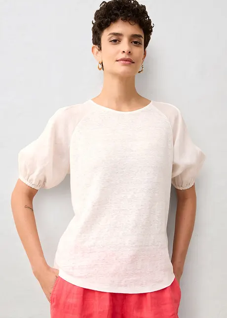 Leinen-Shirt mit Ballonärmeln, bonprix