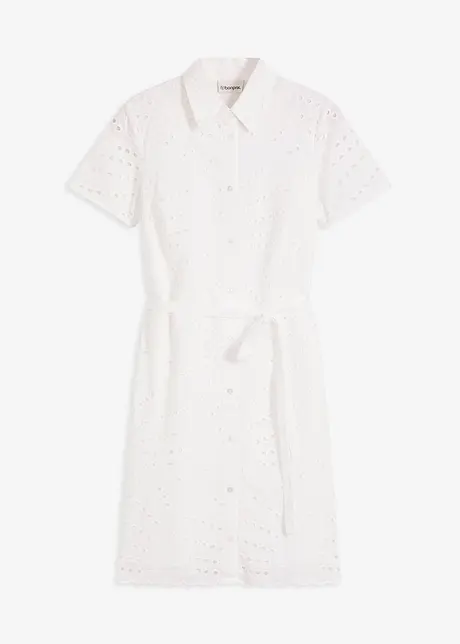 Hemdblusenkleid mit Lochstickerei, bonprix