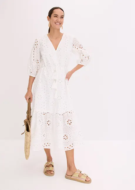 Midikleid mit Lochstickerei, bonprix