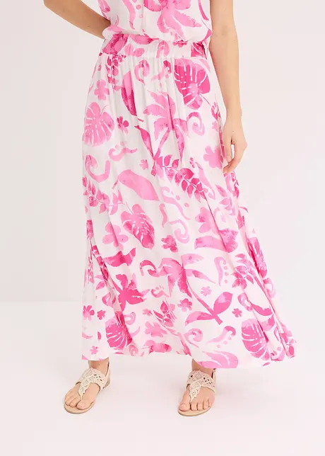 Jupe longue imprimée en viscose texturée, bonprix