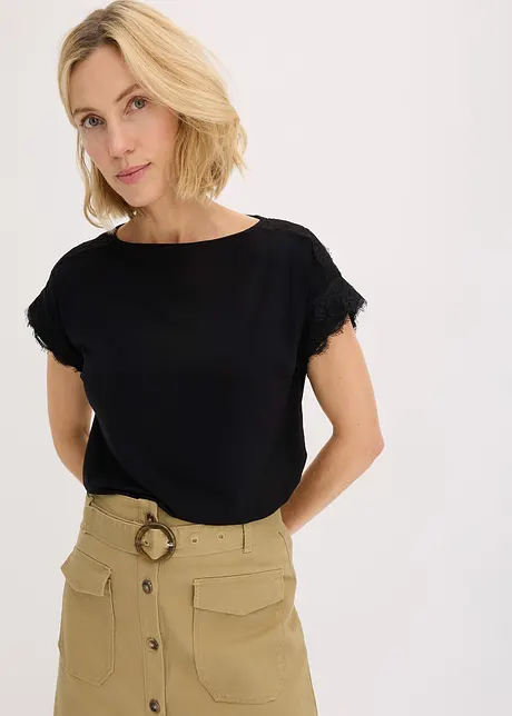 Viskose Shirt mit Spitze, bonprix