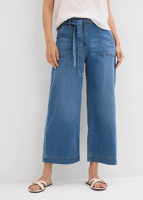 Wide-Leg-Jeans High Waist, Bequembund cropped, bonprix