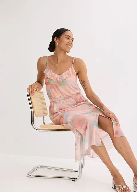 Robe à fines bretelles et volant, bonprix