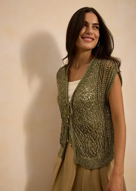 Ajour-Strickweste mit Viskose, bonprix