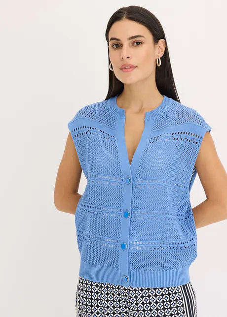 Gilet manches courtes en maille ajourée, bonprix