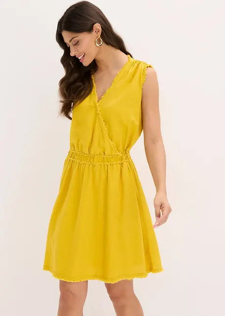 Robe à franges avec du lin, bonprix