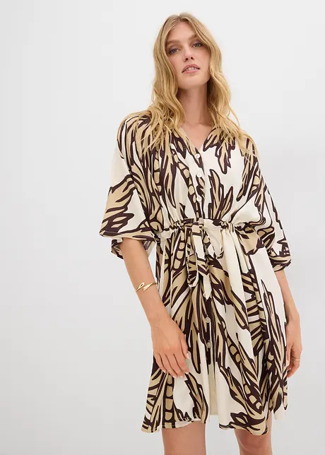 Minikleid mit Kimono-Ärmeln aus fließender Viskose, bonprix