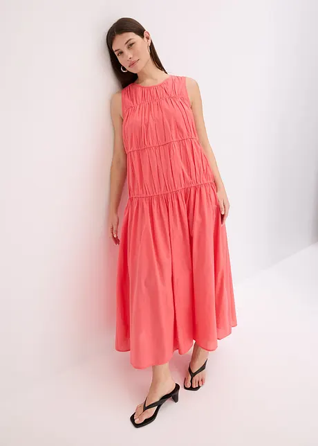 Robe longue en coton avec fronces, bonprix