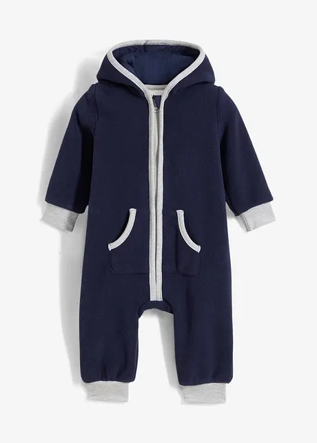 Fleeve-Overall mit Kapuze und Bärchen-Applikation, bonprix