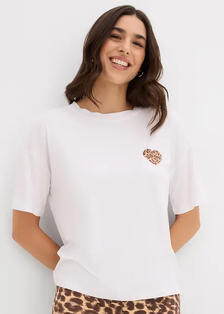 T-shirt raccourci à épaules descendues, bonprix