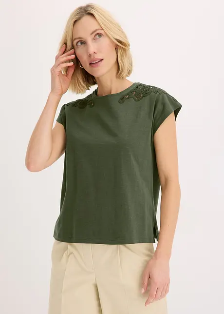 T-shirt avec détails au crochet, bonprix