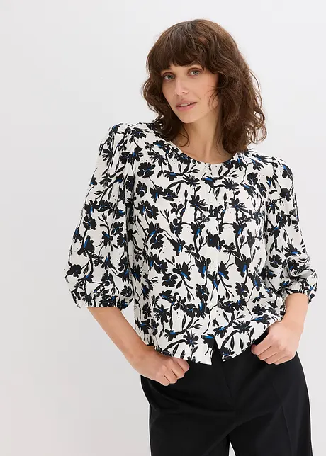 Chemisier manches courtes en tissu texturé, bonprix