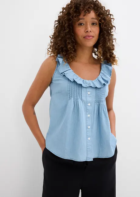 Jeans-Blusentop aus Bio-Baumwolle, bonprix