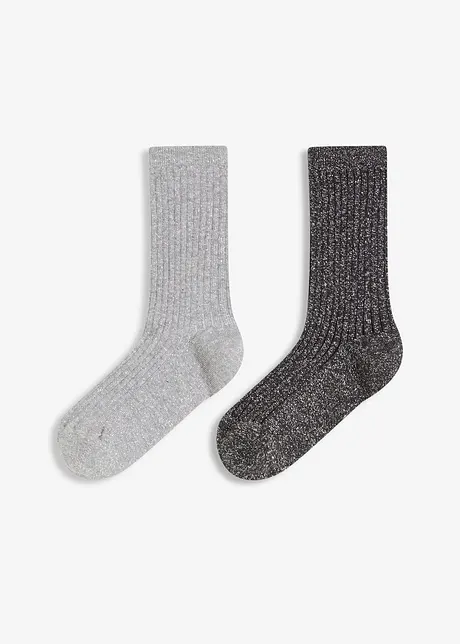 Socken mit Bio-Baumwolle und mit Lurex (2er Pack), bonprix