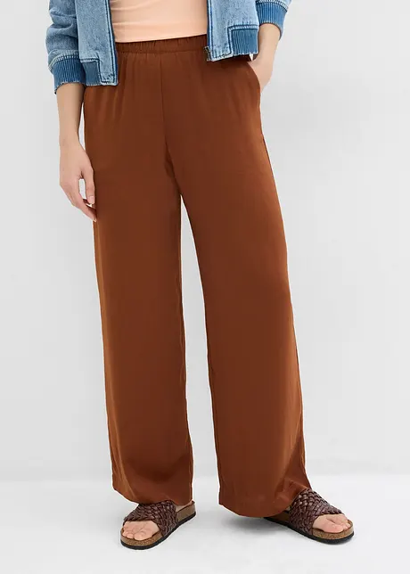 Pantalon palazzo léger et texturé, bonprix