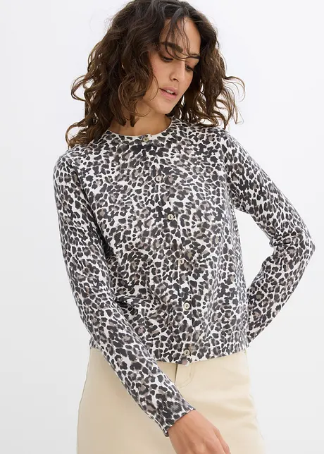 Feinstrickjacke mit Leopardenmuster, bonprix